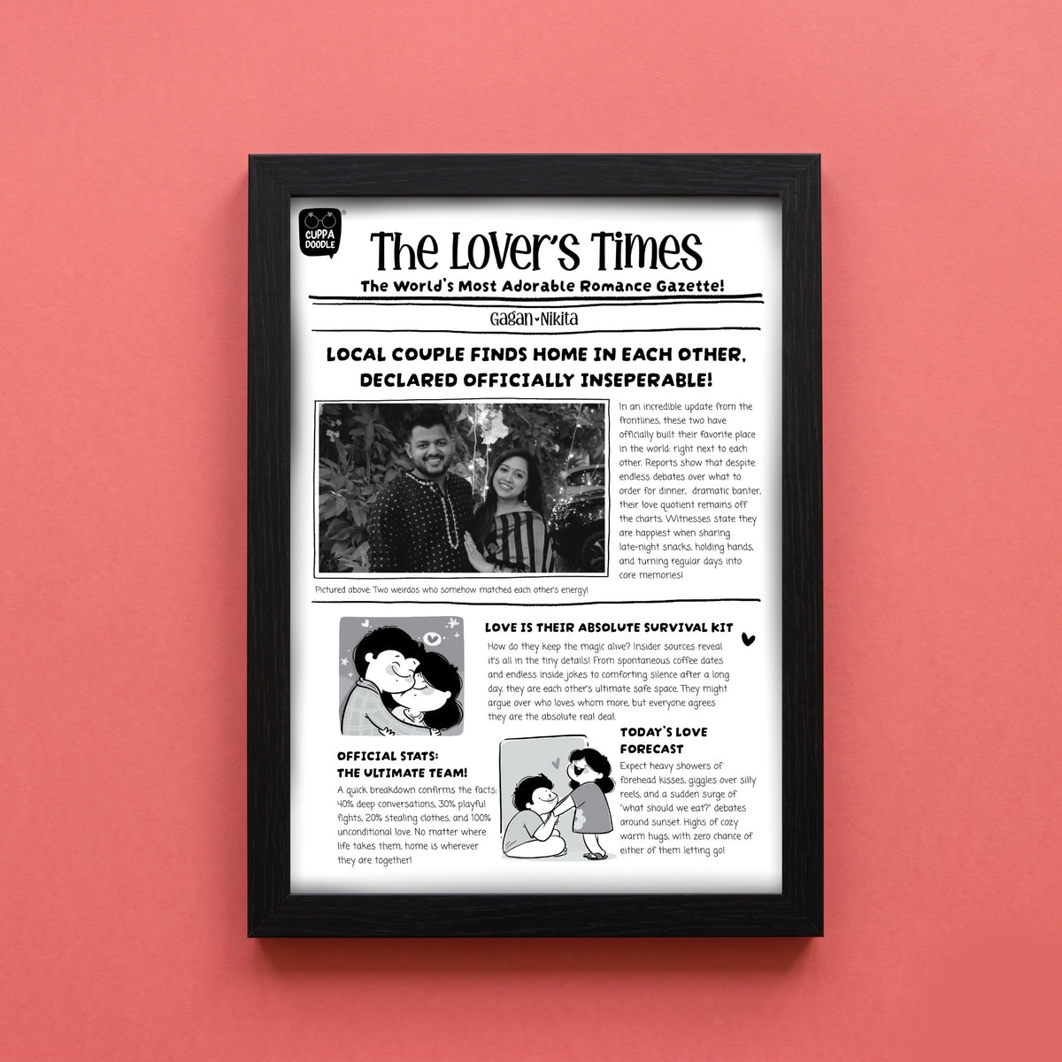 The Lover's Times Newspaper Frame