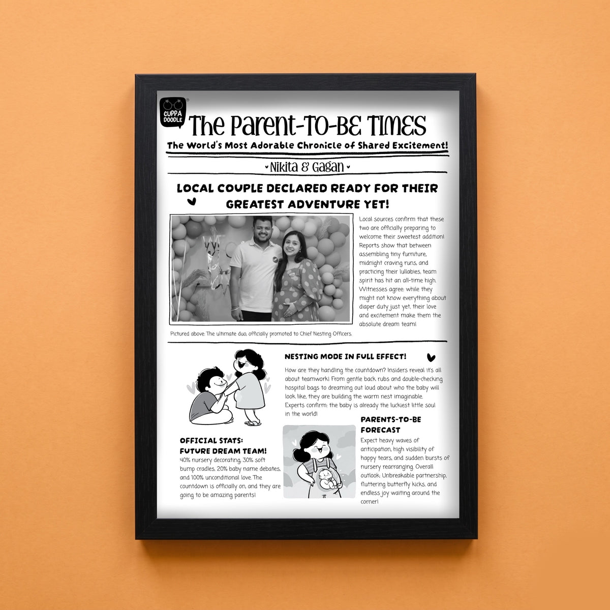 The Parent's-To-Be Times Newspaper Frame